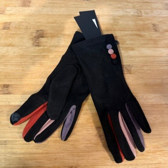 Retro Faux Suede gloves with multi color blocking - NWT - Picture 2 of 16